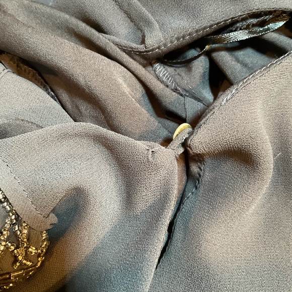 “ZARA” Grey Beaded Tunic Flutter Sleeve Chiffon Tunic Top. - Picture 10 of 15